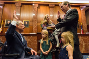 Governor Greg Abbott swears in Jimmy Blacklock as Texas Supreme Court Justice